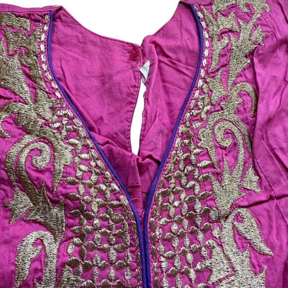 Anarkali salwar kameez Cotton Indian Pakistani Pink Green Dress Size M Wedding - Picture 2 of 13